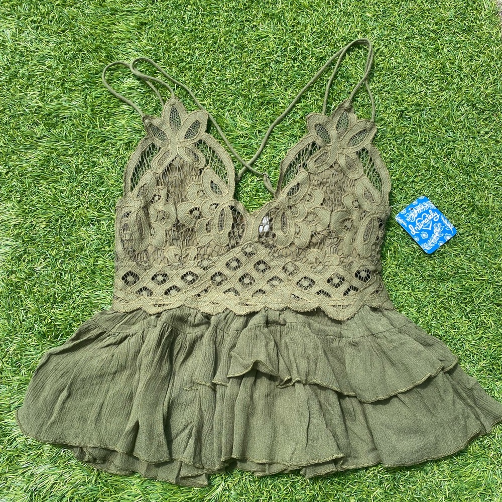 free people adella top in olive green
